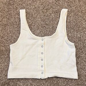 Aeropostale White Button-Front Crop Top